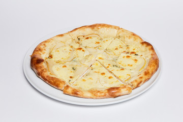 four chesse pizza on a plate