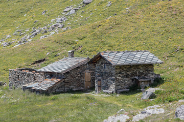 Fototapeta na wymiar Rural village in the Italian Alps near Arlaud, Piedmont. 