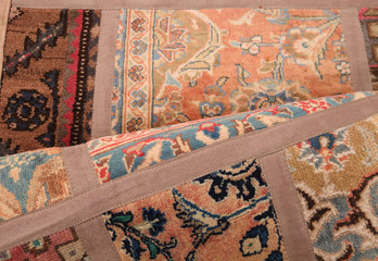 Old and modern Persian Colourful Arabesque and handmade carpet, rug gelim, patchwork, and Gabbeh...