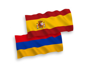 Flags of Armenia and Spain on a white background