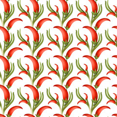 Bright pepper texture seamless digital pattren on a white background. Print for banners, wrapping paper, posters, cards, invitations, fabrics, cafes, menus, restaurants, web design.
