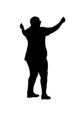 Fat Woman With Hans Up Isolated Graphic Silhouette