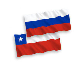 Flags of Chile and Russia on a white background
