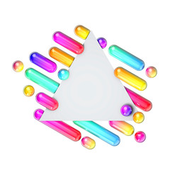 Abstract funky 80's style geometric banner. 3D Rendering