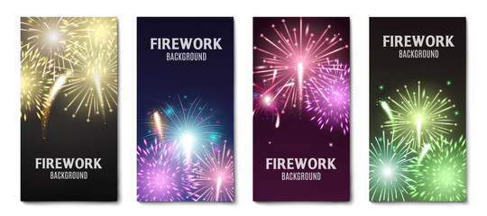 Firework banner set - holiday celebration cards colection