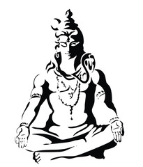 Vector illustration of Meditating God Shiva