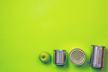 Products for storage of canned food and apple  top view