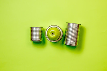 Products for storage of canned food and apple  top view