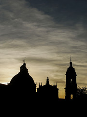 Silhouettes of the cathedral in Bogota, Colombia. A sunset that confirms that God is a wonderful...