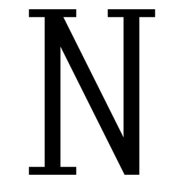 Nu greek symbol capital letter uppercase font icon black color vector illustration flat style image