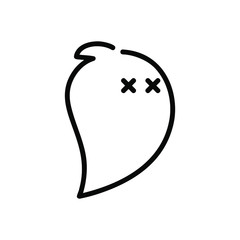 Cute ghost outline symbol on white backdrop. Design element