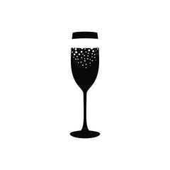 Abstract champagne glass symbol on white backdrop. Design element