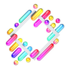 Abstract funky 80's style geometric banner. 3D Rendering