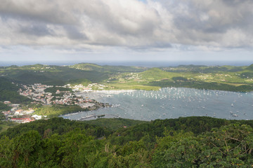 Looking down on Le Marin on the tropical island of Martinique.
