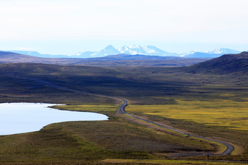 Kjolur / Iceland - August 25, 2017: A lake near the Kjolur Highland Road, Iceland, Europe