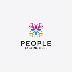 simple group vector symbol.Minimalist creative people logo icon design modern style illustration