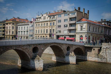 Fototapeta na wymiar river bridge in Bosnia Sarajevo