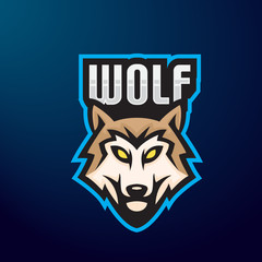 Wolf fang angry e-sport character mascot logo design vector template 