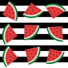 Watermelon slices vector fun pattern background