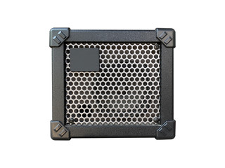 Fototapeta premium Isolated black modern mini combo amplifier on white background with work path.