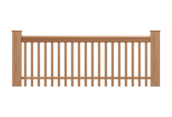 Wooden handrails, banister or fencing realistic vector illustration isolated.