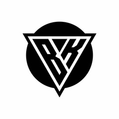 BK logo with negative space triangle and circle shape design template