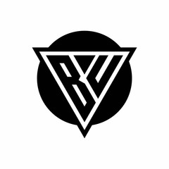 BU logo with negative space triangle and circle shape design template