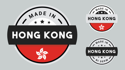 Made in Hong Kong collection for label, stickers, badge or icon with Hong Kong flag symbol.