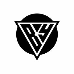 BY logo with negative space triangle and circle shape design template