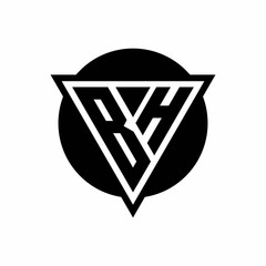 BH logo with negative space triangle and circle shape design template