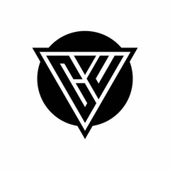 CU logo with negative space triangle and circle shape design template