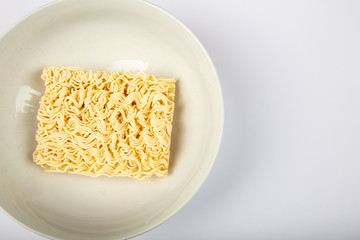 Raw instant noodle isolated on white background 