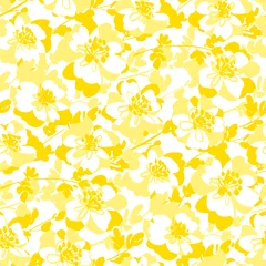 Stof per meter Light yellow and white abstract flowers background © galyna_p
