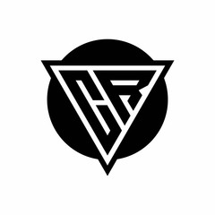 CR logo with negative space triangle and circle shape design template