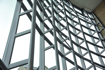  Arc polycarbonate canopy and reinforced concrete construction. Metal construction.