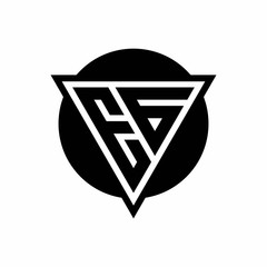 EG logo with negative space triangle and circle shape design template