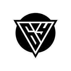 GY logo with negative space triangle and circle shape design template