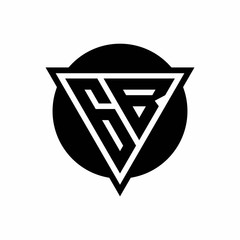 GB logo with negative space triangle and circle shape design template