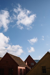 Walls of old houses in a quarter of the city of Bergen