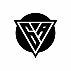 GA logo with negative space triangle and circle shape design template