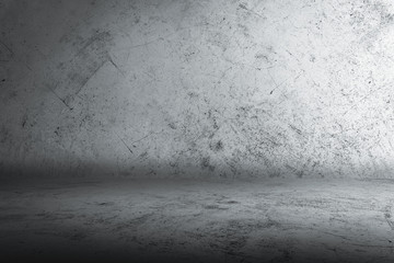 3D rendering of Concrete Wall Room with Floor Empty Garage Interior Background