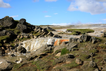 Hveravellir / Iceland - August 25, 2017: Landscape at Hveravellir a geothermal and sulfur area, Iceland, Europe