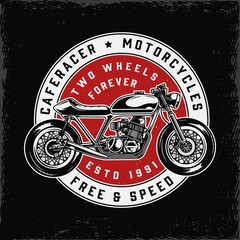 Fototapeta premium Cafe racer motorcycle vintage round print