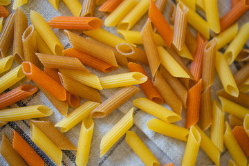 Close-up of colorful macaroni pasta.