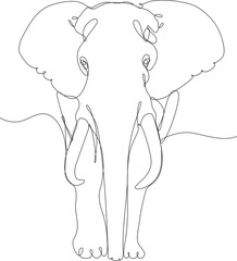 elefante figura intera, disegnato in unica line continua © roberto
