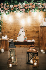 wedding cake on a wooden background