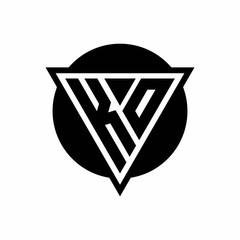 KO logo with negative space triangle and circle shape design template