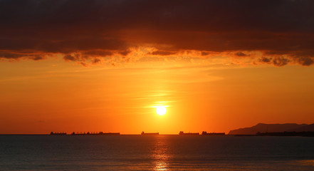 Photo of a beautiful sunset on the sea