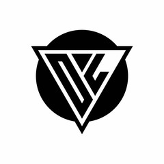 OL logo with negative space triangle and circle shape design template