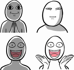 Crazy white head emotional random